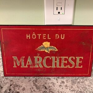Red Wall Decor Sign - Hôtel du Marchese